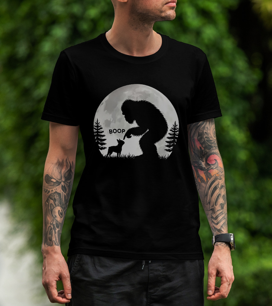 Bigfoot Boop Moonlight Boston Terrier T-Shirt