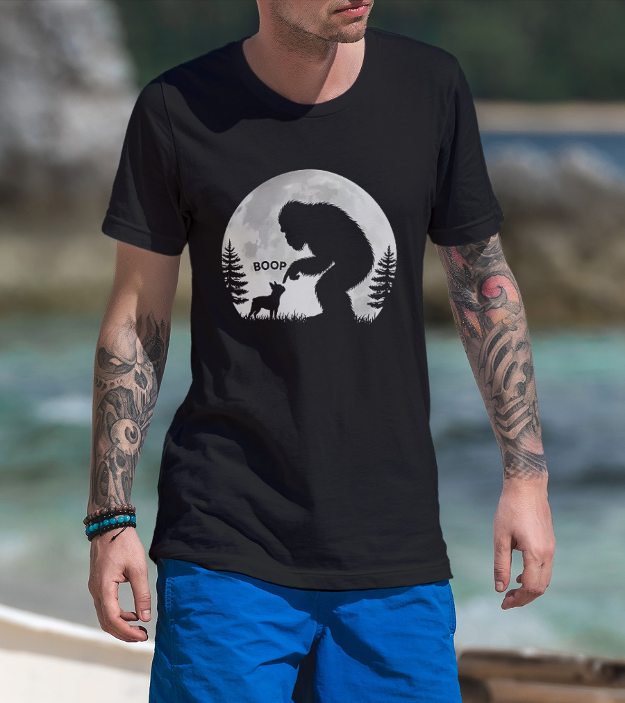 Bigfoot Boop Moonlight Boston Terrier T-Shirt