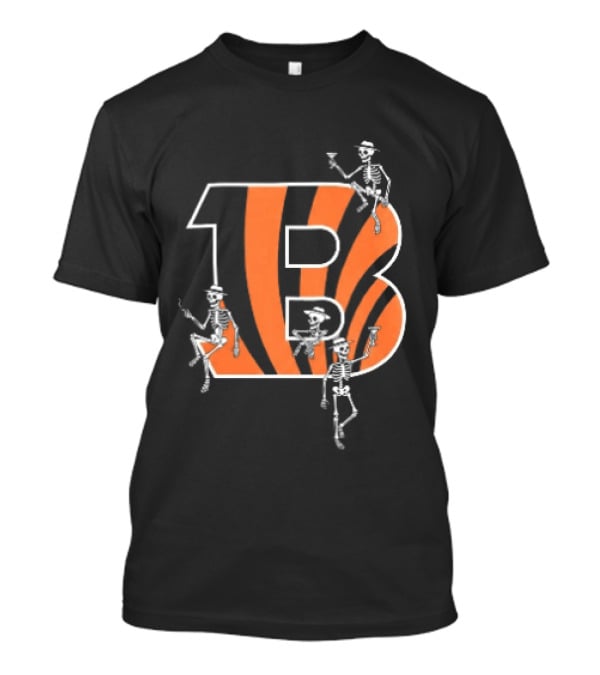 Cincinnati Bengals Party Skeletons Logo B With Stripes T-Shirt
