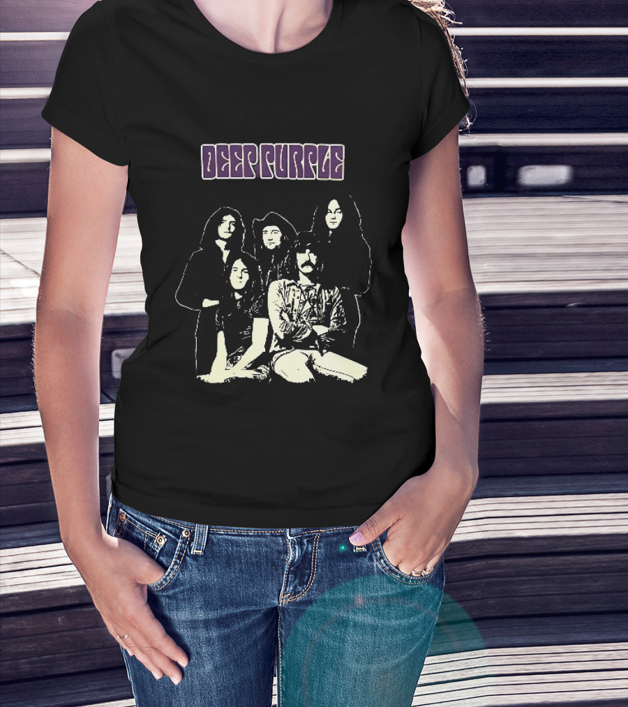 Deep Purple Band Members High Contrast Stencil Group Image T-Shirt