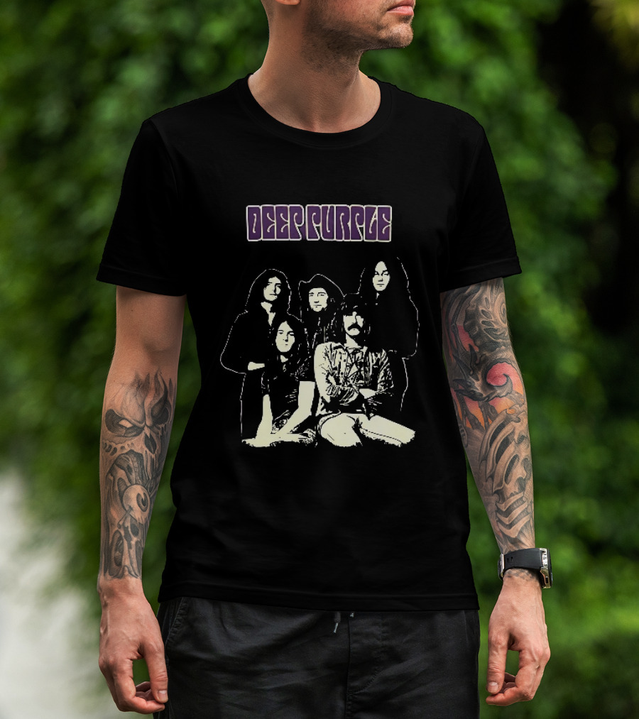 Deep Purple Band Members High Contrast Stencil Group Image T-Shirt