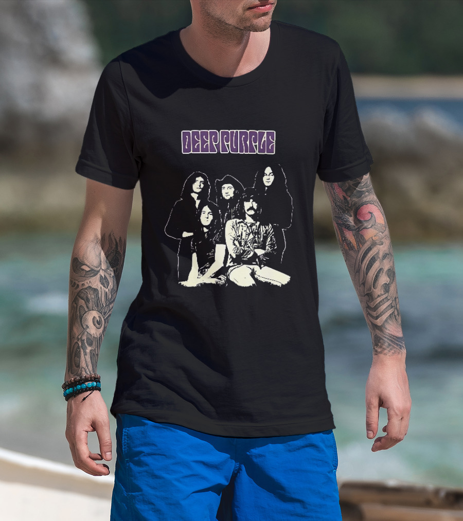 Deep Purple Band Members High Contrast Stencil Group Image T-Shirt
