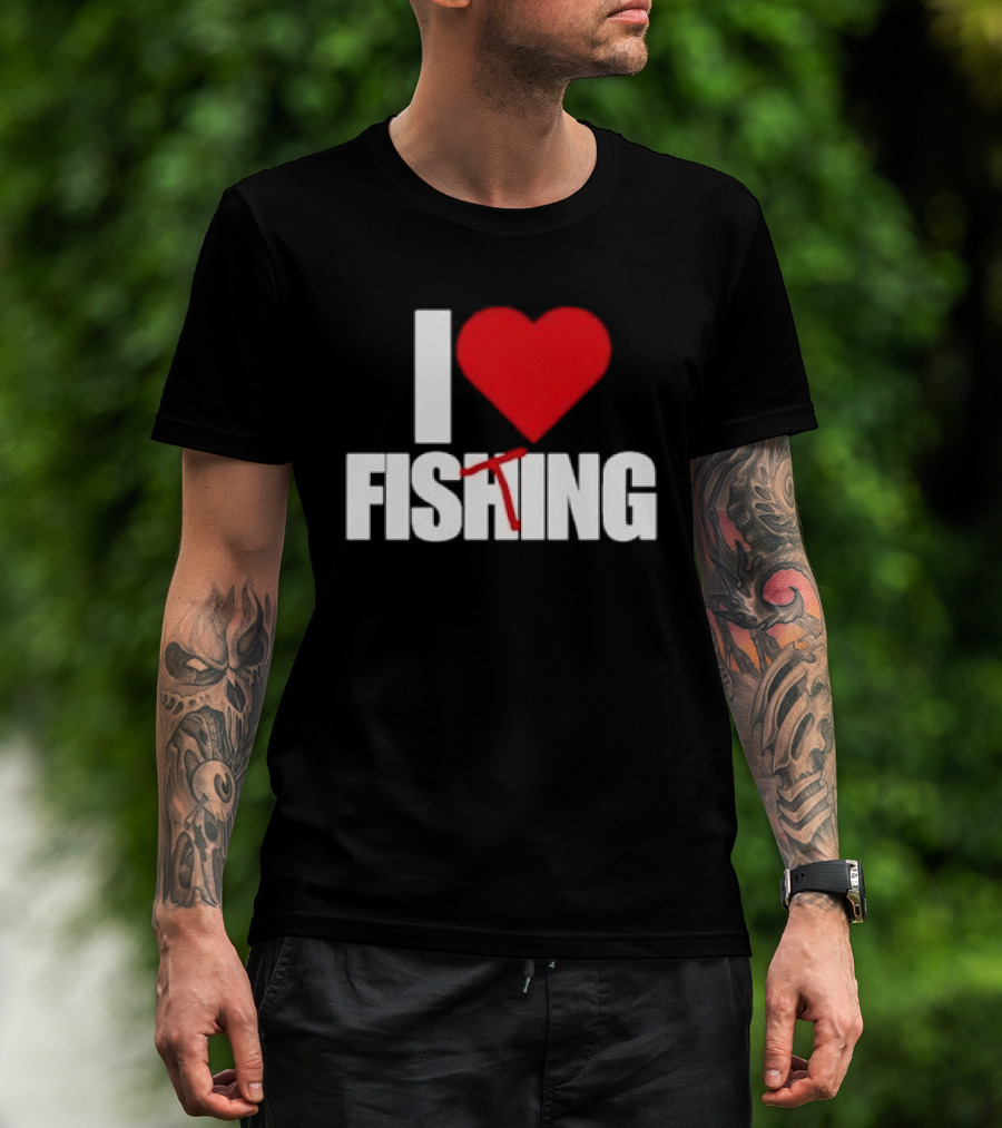 I Heart Fishing With Rod And Hook T-Shirt