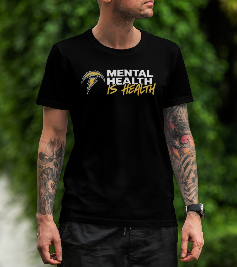 Los Angeles Chargers Mental Health Is Health Lightning Bolt T-Shirt
