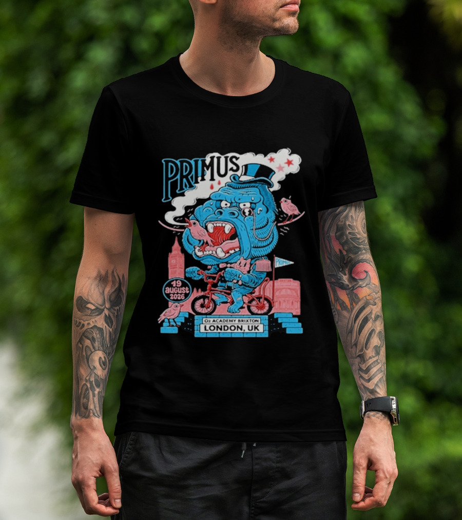 Primus 19 August 2026 O2 Academy Brixton London UK Blue Monster T-Shirt