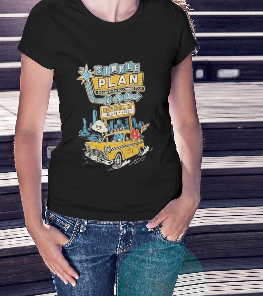 Simple Plan Bigger Than You Think Tour 2026 USA New York Event August 19 Capital One City Parks Foundation SummerStage Taxi T-Shirt