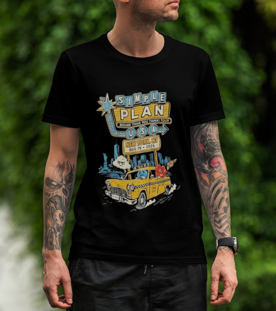 Simple Plan Bigger Than You Think Tour 2026 USA New York Event August 19 Capital One City Parks Foundation SummerStage Taxi T-Shirt