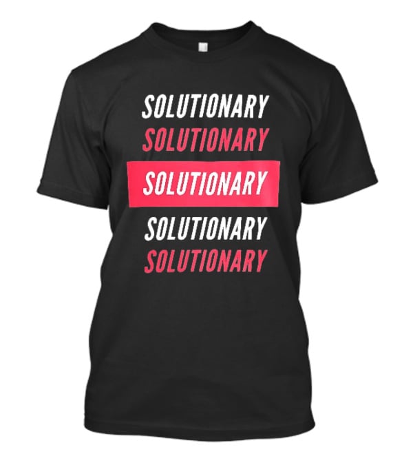 SOLUTIONARY Stacked Text Slanted Red Rectangle T-Shirt