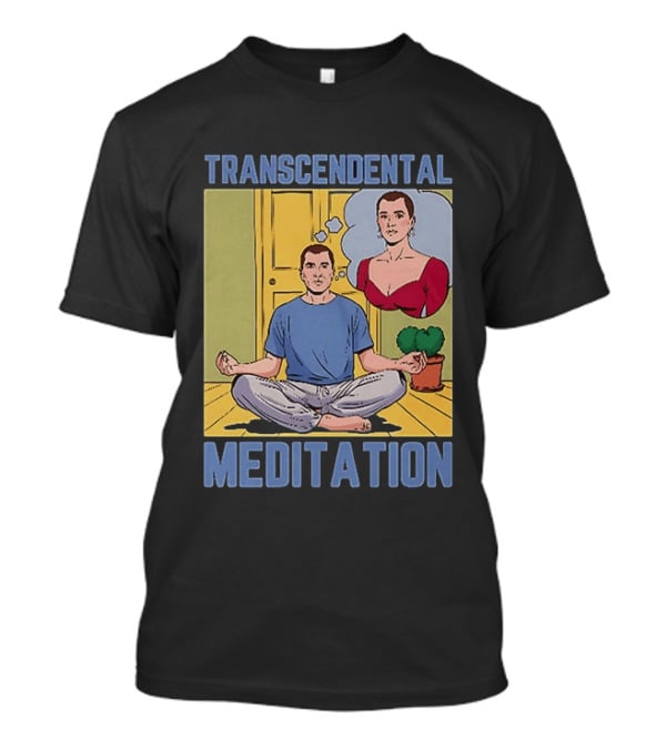 Transcendental Meditation Retro Comic Style Man Meditating Thought Bubble T-Shirt