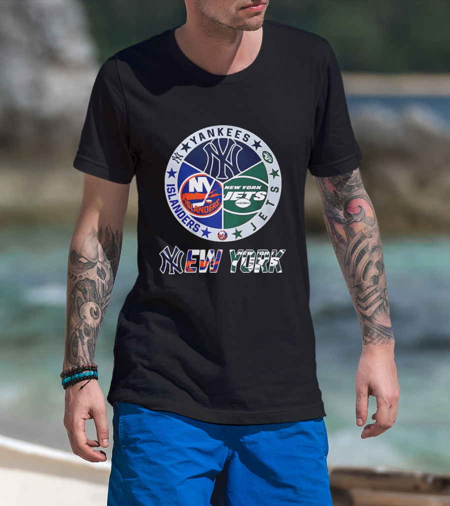 Yankees Islanders Jets New York Sports Teams Logos T-Shirt