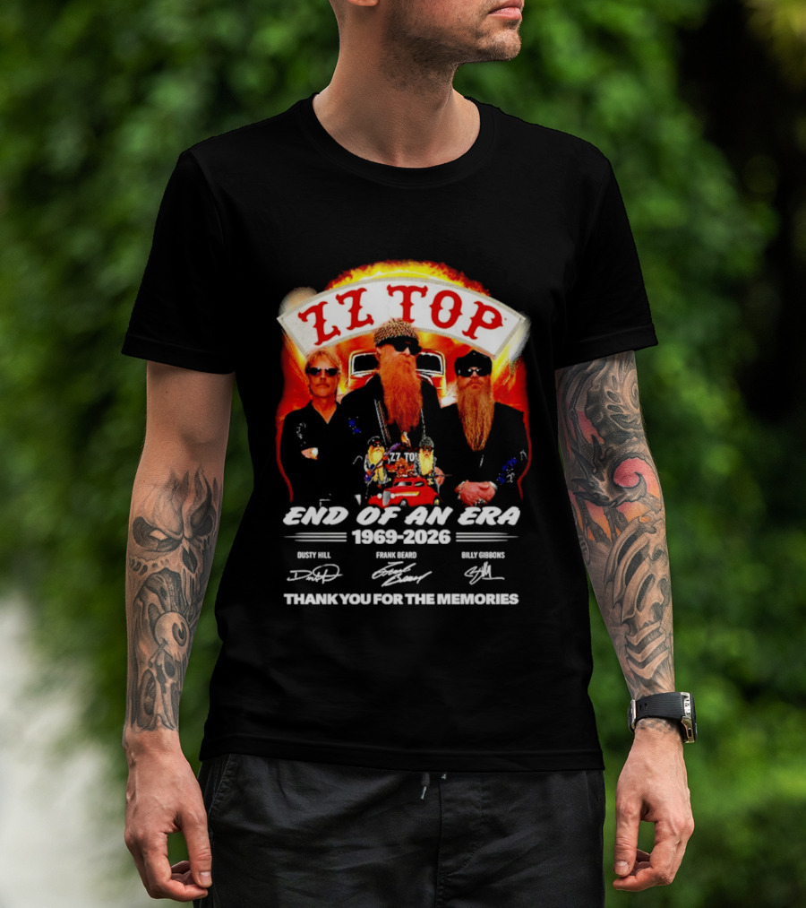 ZZ Top End Of An Era 1969 2026 Dusty Hill Frank Beard Billy Gibbons Thank You For The Memories T-Shirt