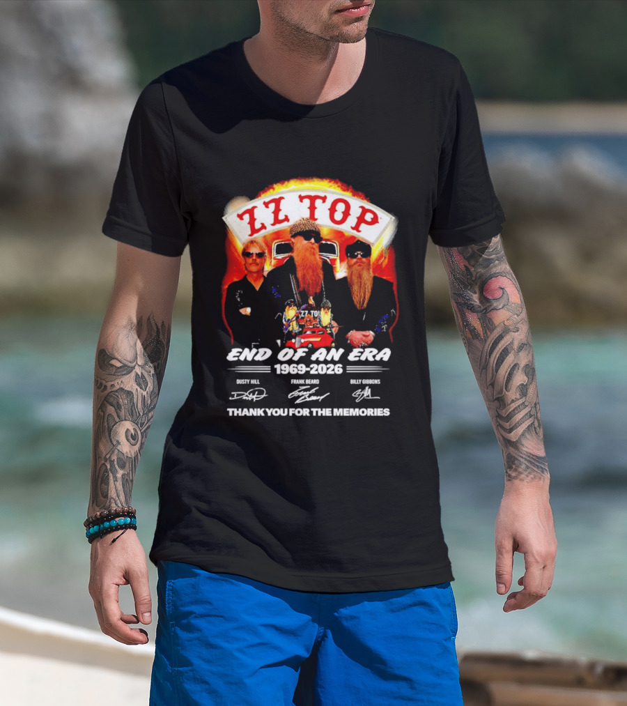 ZZ Top End Of An Era 1969 2026 Dusty Hill Frank Beard Billy Gibbons Thank You For The Memories T-Shirt