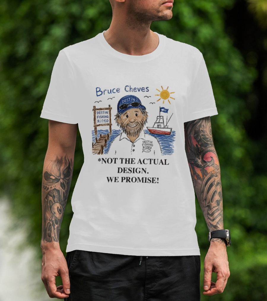 Destin Fishing Rodeo Bruce Cheves Cartoon Caricature Boat Sun Dock T-Shirt
