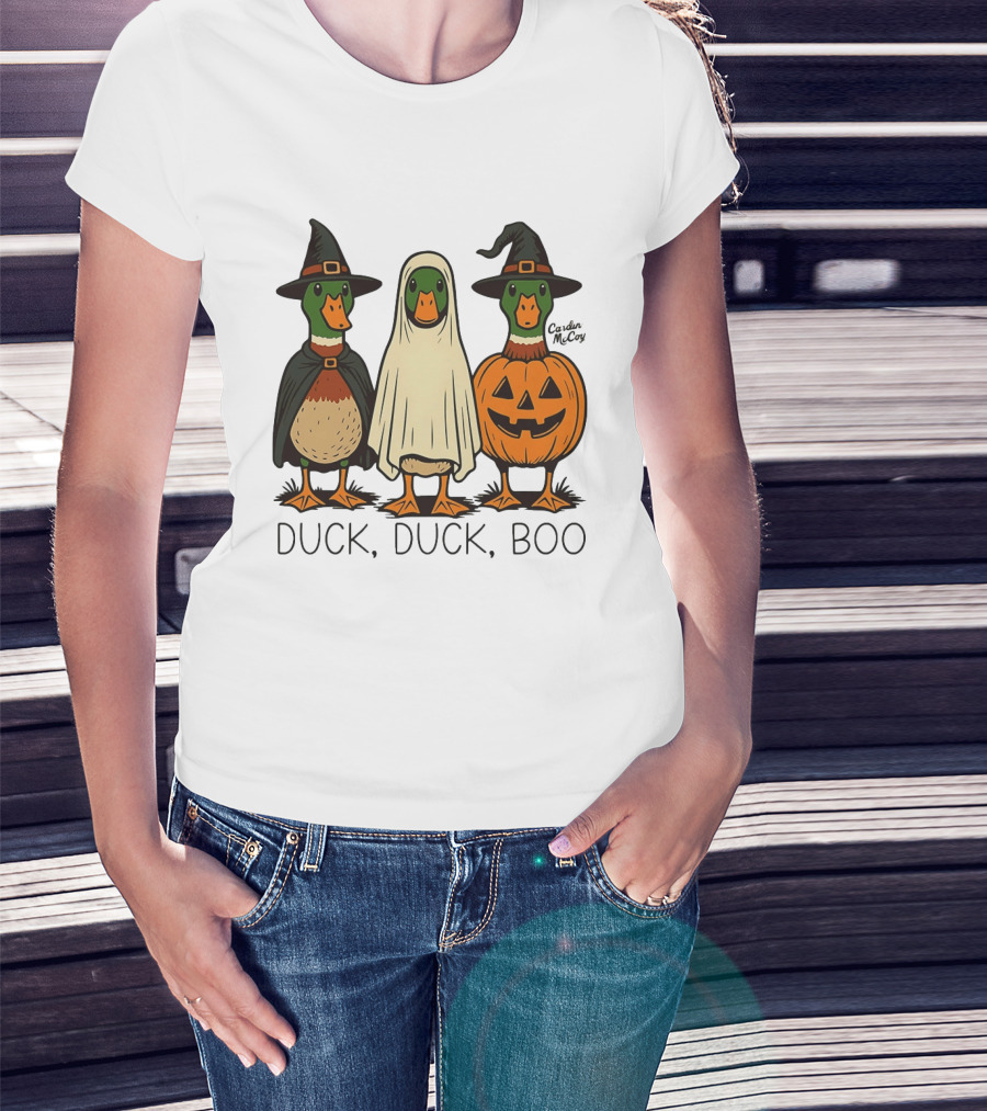 Duck Duck Boo Halloween 2026 Duck Trio In Costumes T-Shirt