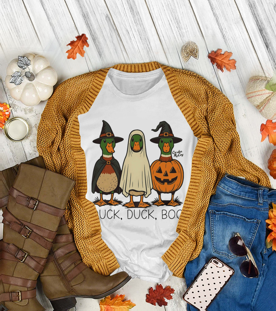 Duck Duck Boo Halloween 2026 Duck Trio In Costumes T-Shirt