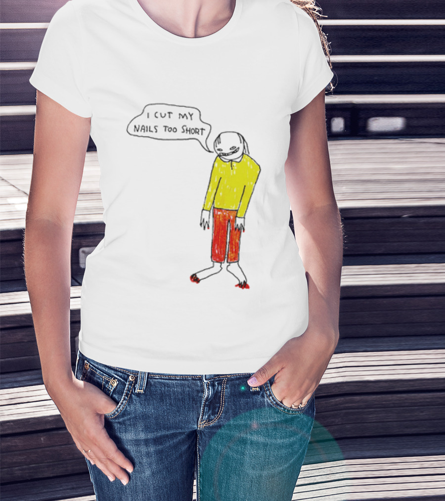 I Cut My Nails Too Short Yellow Red T-Shirt