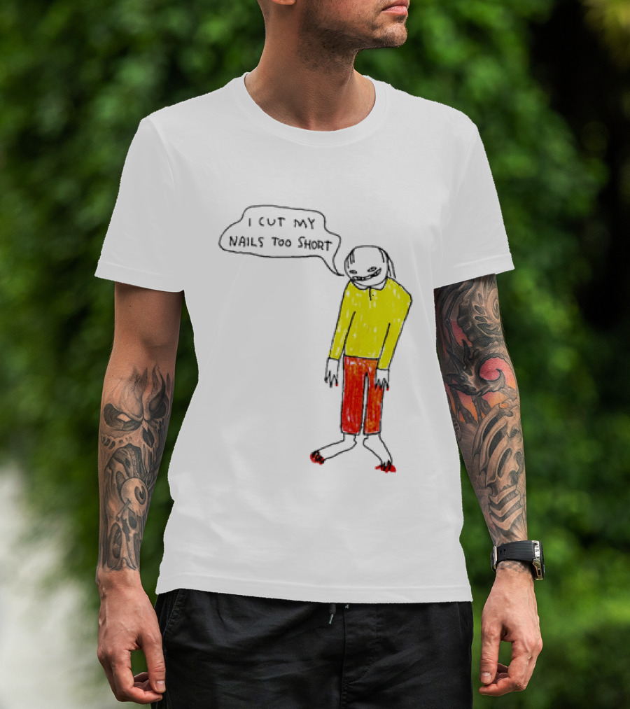 I Cut My Nails Too Short Yellow Red T-Shirt
