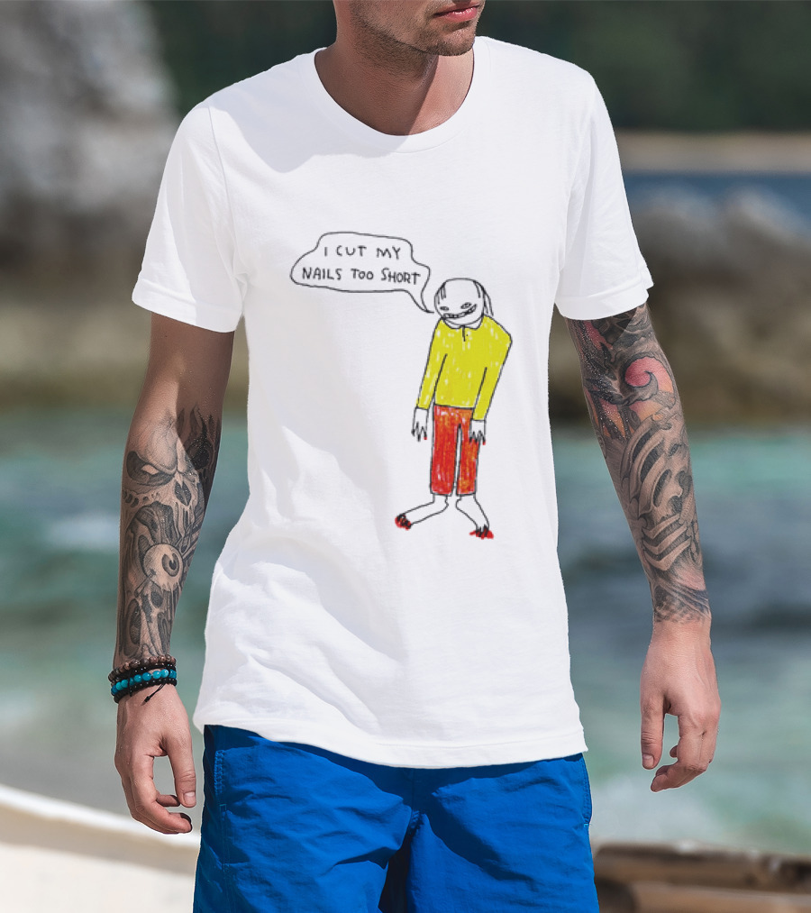 I Cut My Nails Too Short Yellow Red T-Shirt