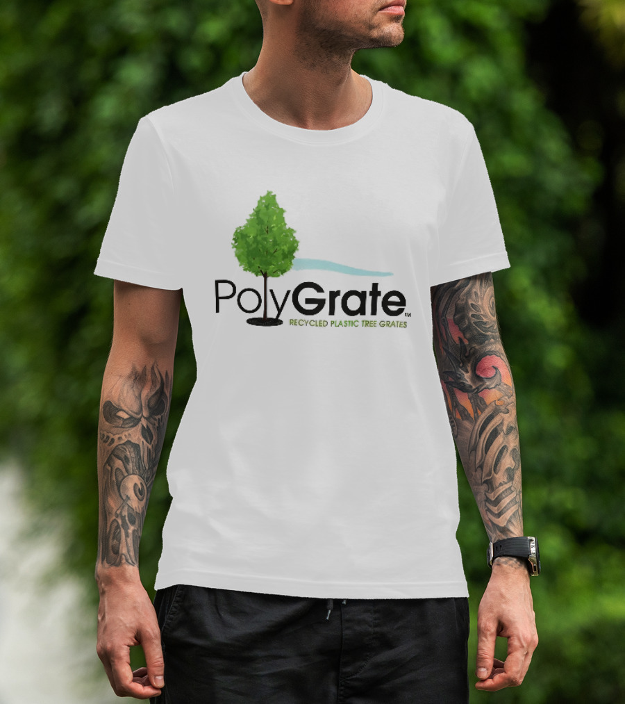 PolyGrate Recycled Plastic Tree Grates Green Foliage Blue Wave T-Shirt