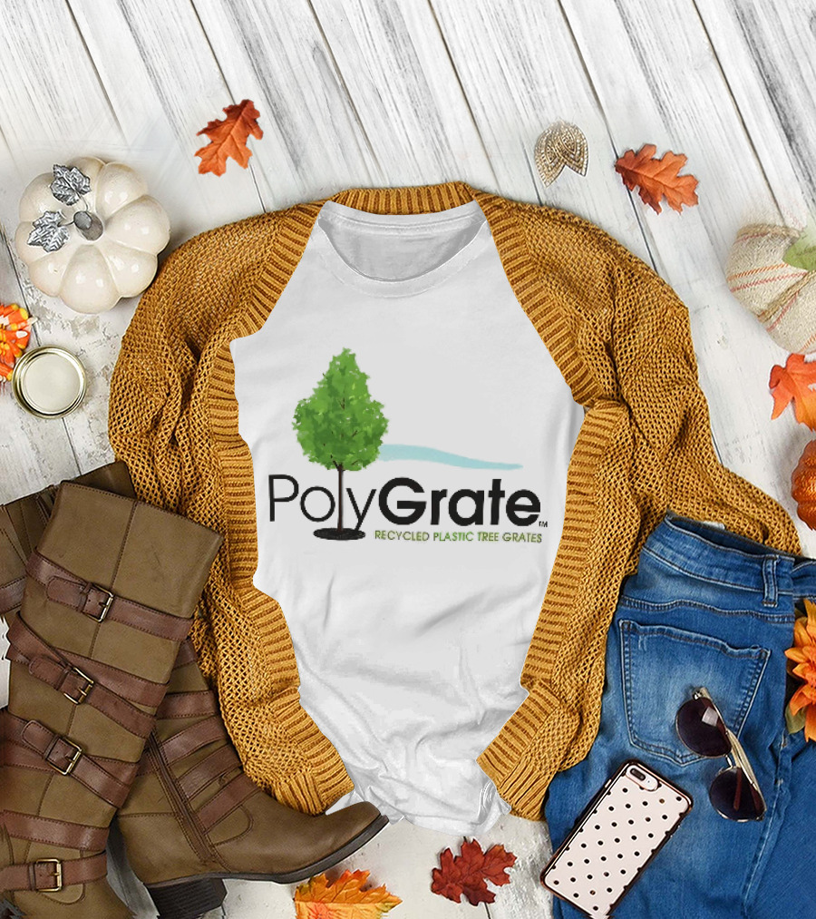 PolyGrate Recycled Plastic Tree Grates Green Foliage Blue Wave T-Shirt