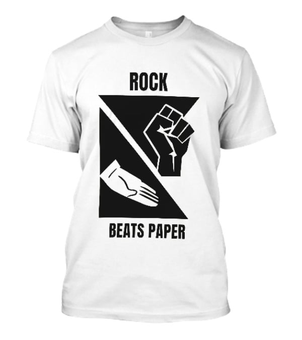 Rock Beats Paper Clenched Fist Open Palm Geometric Split T-Shirt