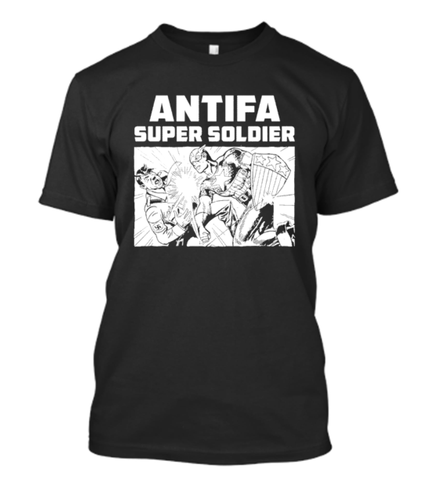 ANTIFA Super Soldier Punching Hitler Captain America T-Shirt
