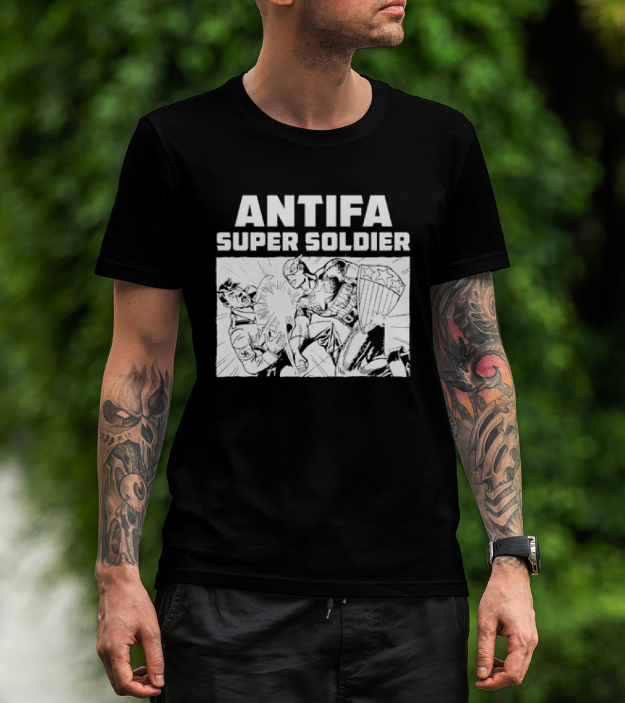 ANTIFA Super Soldier Punching Hitler Captain America T-Shirt