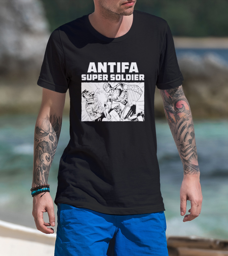 ANTIFA Super Soldier Punching Hitler Captain America T-Shirt