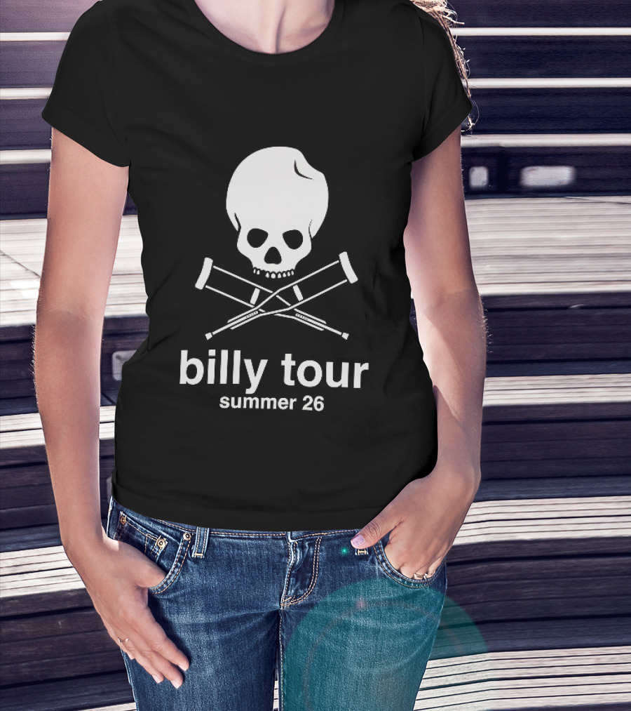 Billy Tour Summer 26 Skull And Crossed Crutches T-Shirt