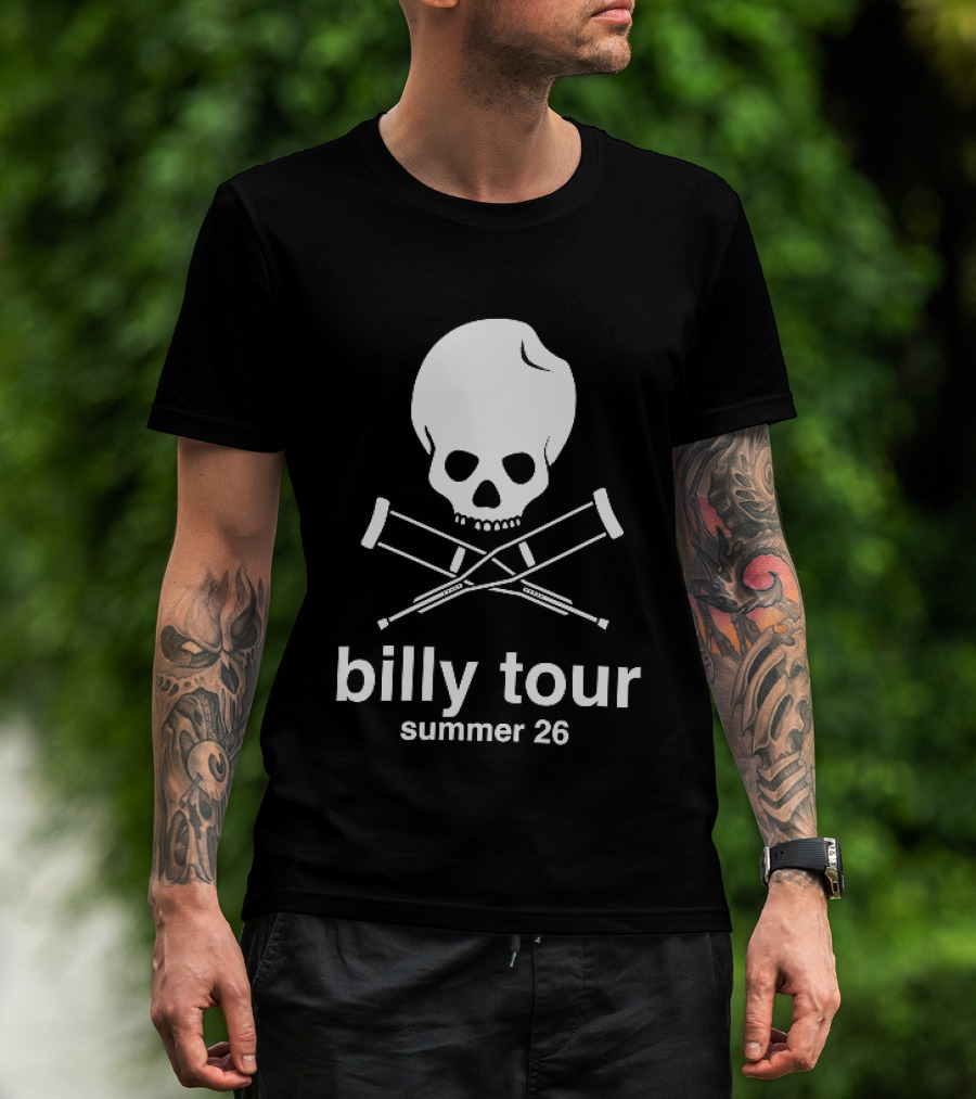Billy Tour Summer 26 Skull And Crossed Crutches T-Shirt
