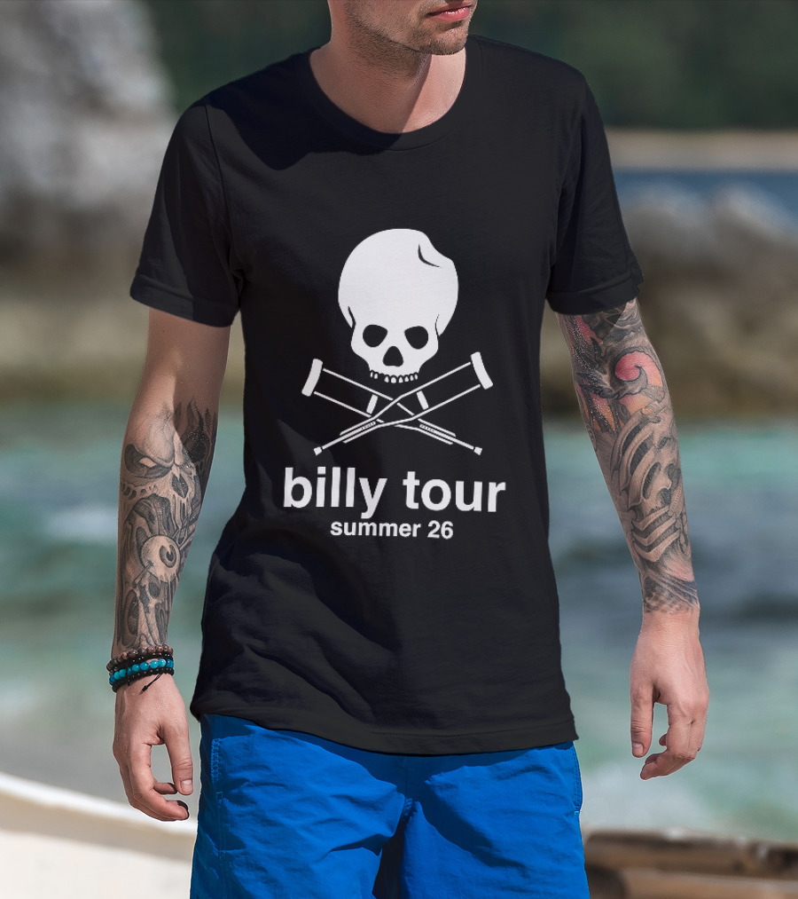 Billy Tour Summer 26 Skull And Crossed Crutches T-Shirt