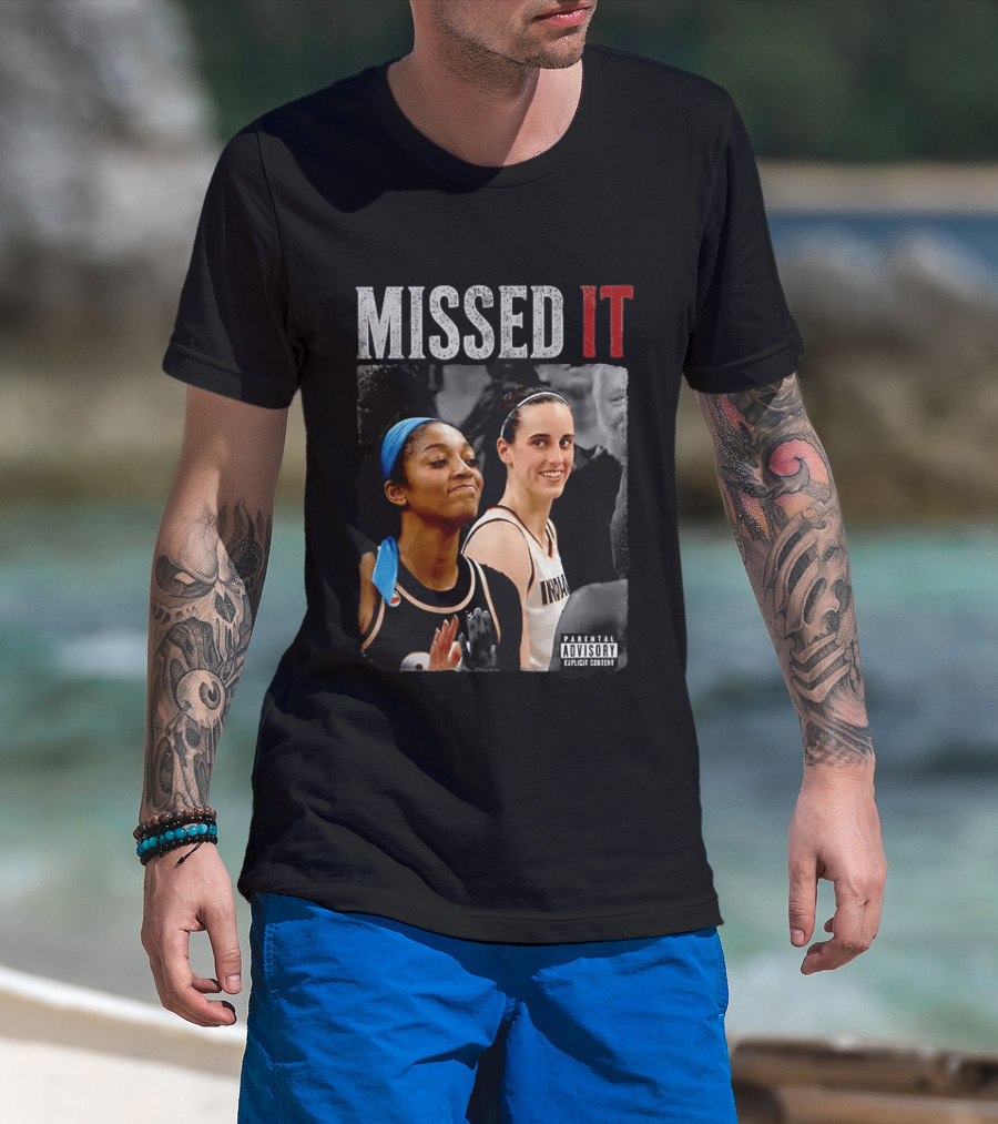 Caitlin Clark Angel Reese Missed It Parental Advisory Viral Basketball Meme T-Shirt