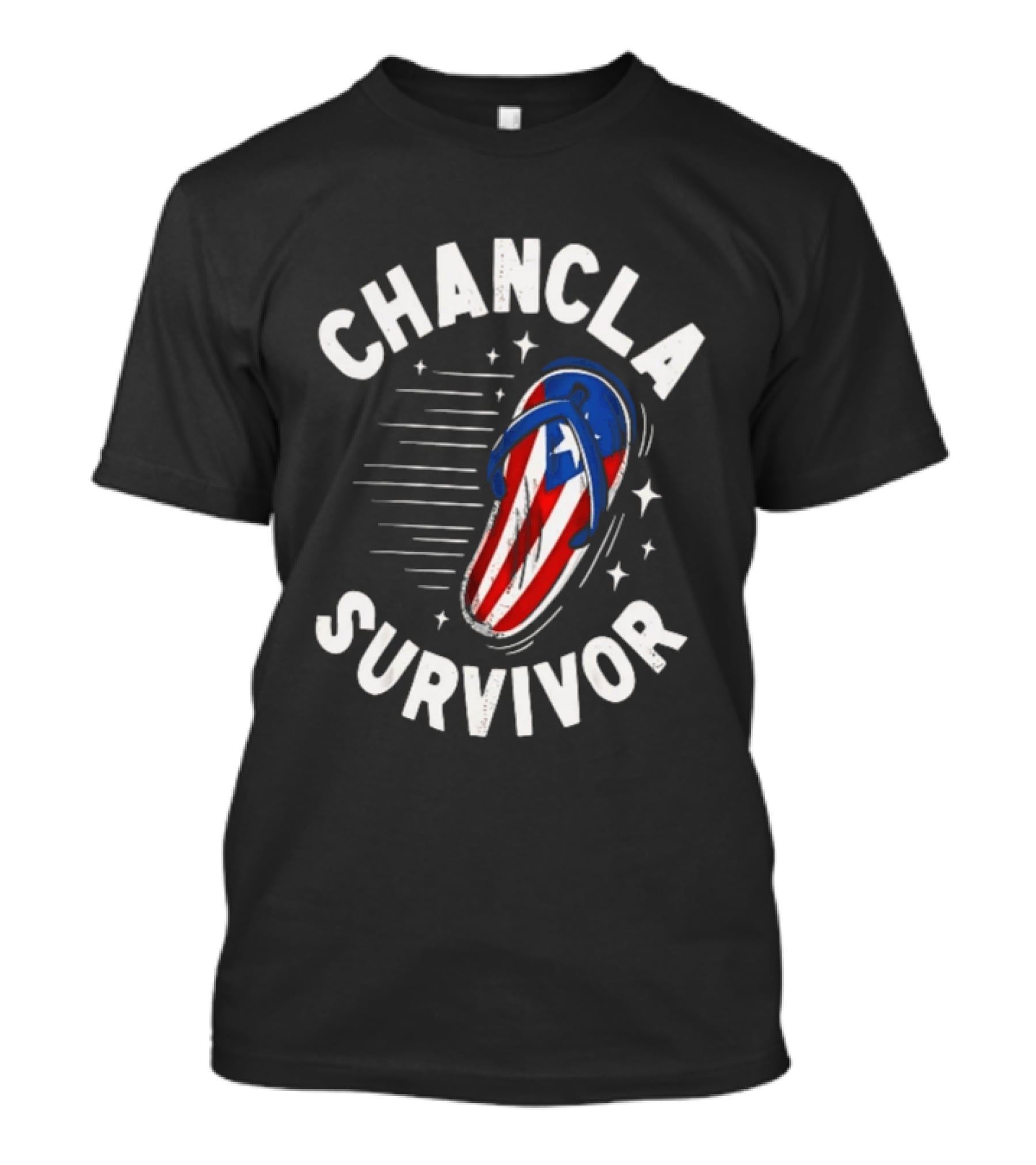 Chancla Survivor Puerto Rico Flag Flip Flop Novelty T-Shirt