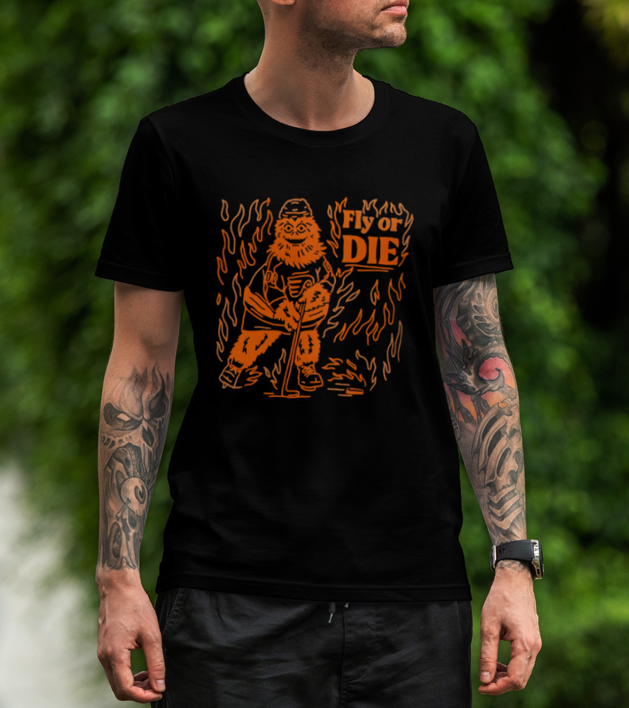 Fly Or Die Gritty Philadelphia Flyers Hockey Flame T-Shirt