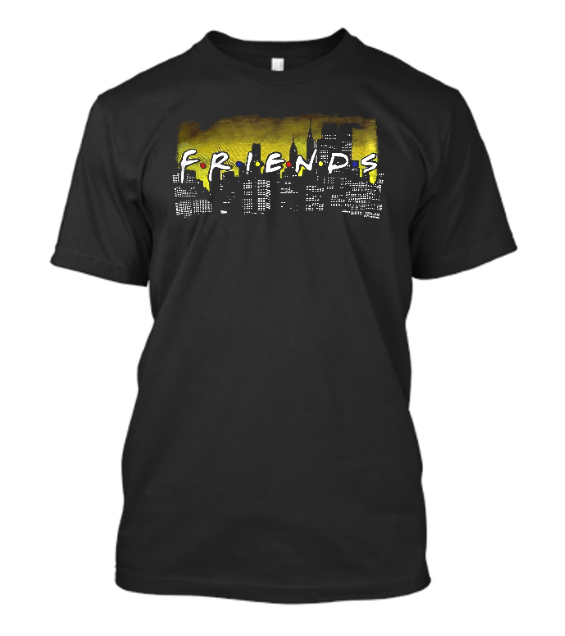Friends Yellow Glowing New York City Skyline Night T-Shirt