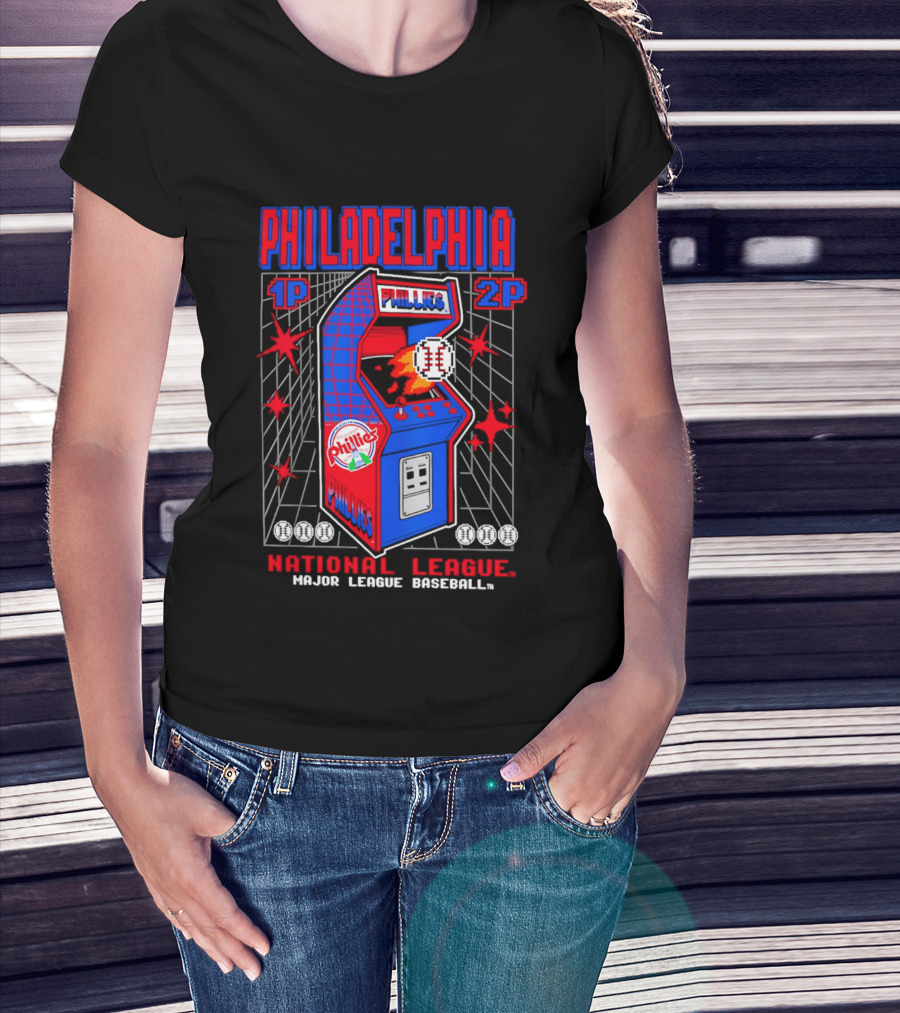 Philadelphia Phillies 1P 2P National League Major League Baseball Arcade T-Shirt