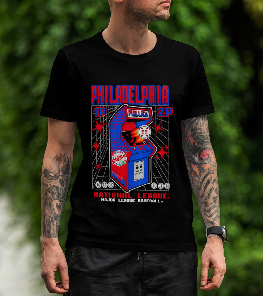 Philadelphia Phillies 1P 2P National League Major League Baseball Arcade T-Shirt
