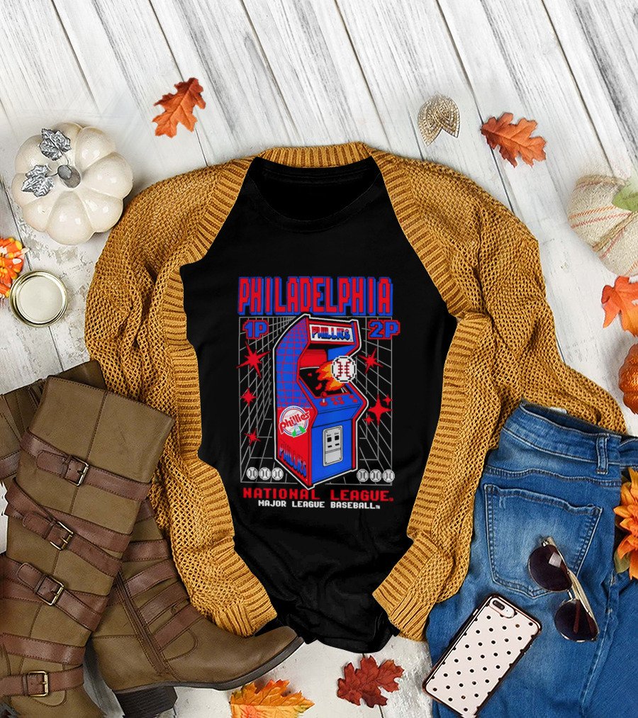 Philadelphia Phillies 1P 2P National League Major League Baseball Arcade T-Shirt