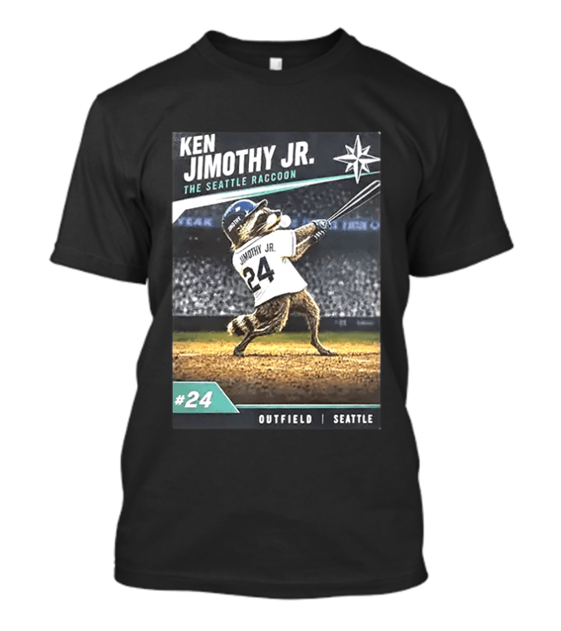 Ken Jimothy Jr The Seattle Raccoon Outfield Seattle Mariners #24 T-Shirt