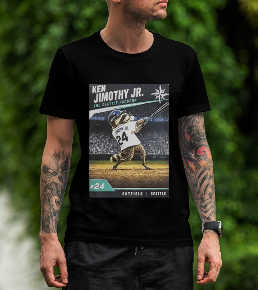 Ken Jimothy Jr The Seattle Raccoon Outfield Seattle Mariners #24 T-Shirt