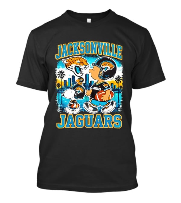 Jacksonville Jaguars Snoopy Woodstock Skyline 2026 Football T-Shirt