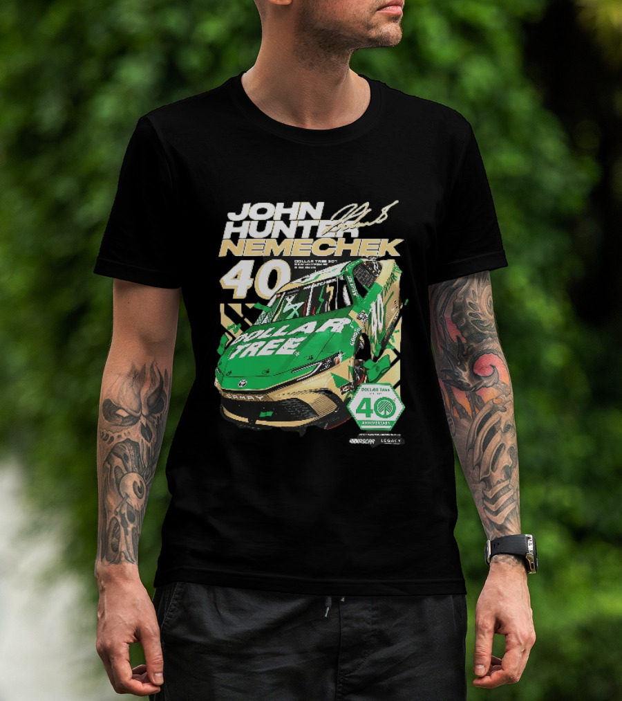 John Hunter Nemechek Dollar Tree 301 40th Anniversary 2026 Green Gold Toyota Camry Nascar New Hampshire Est 1986 T-Shirt