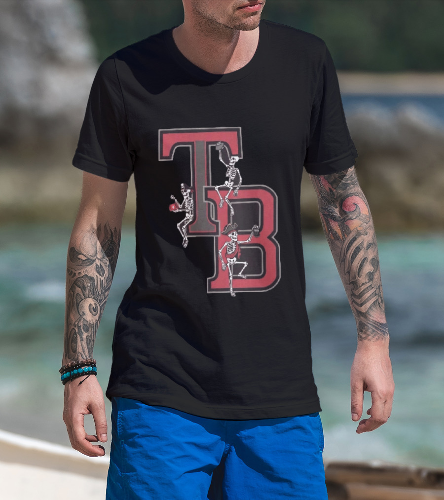 Tampa Bay Buccaneers TB Pirate Skeletons Football T-Shirt