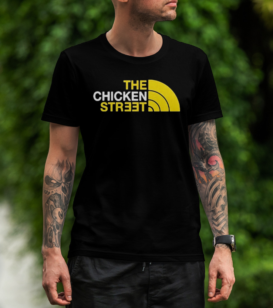 The Chicken Street Block Text Bold Yellow And White Circular T-Shirt