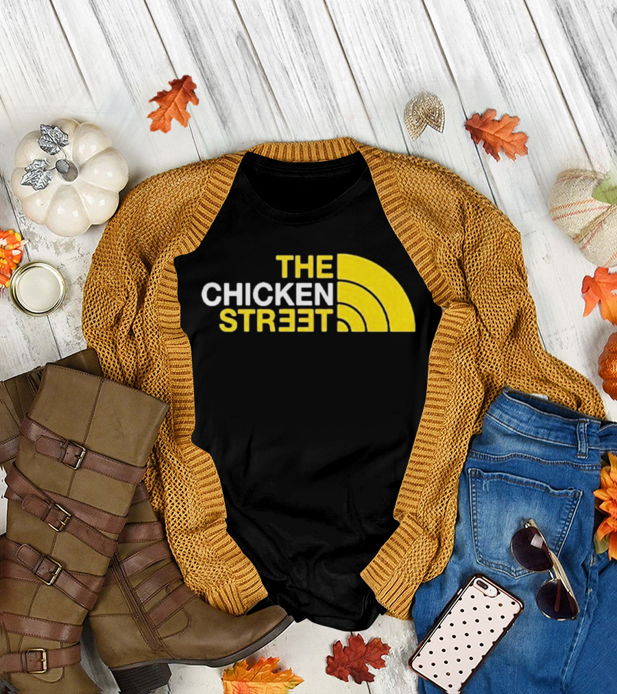 The Chicken Street Block Text Bold Yellow And White Circular T-Shirt