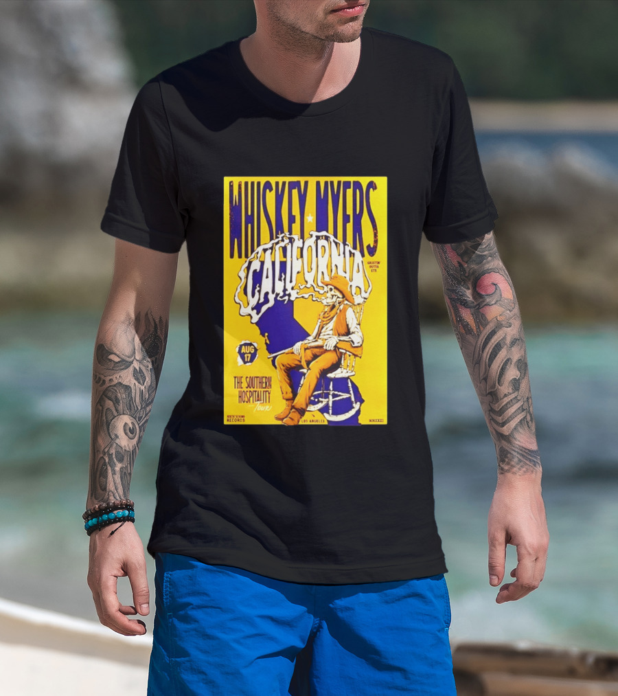 Whiskey Myers California Southern Hospitality Tour August 17 Los Angeles Reclining Cowboy T-Shirt
