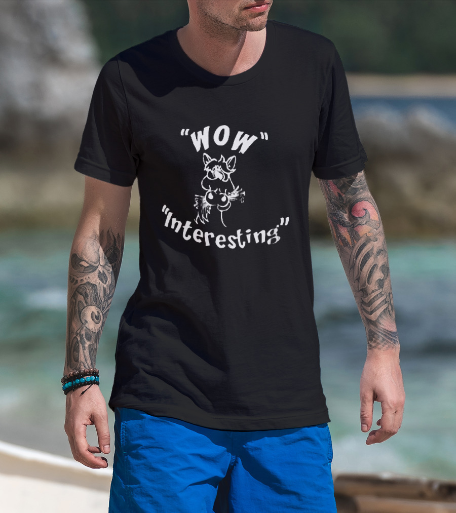 Wow Interesting Cartoon Cat Drawing T-Shirt