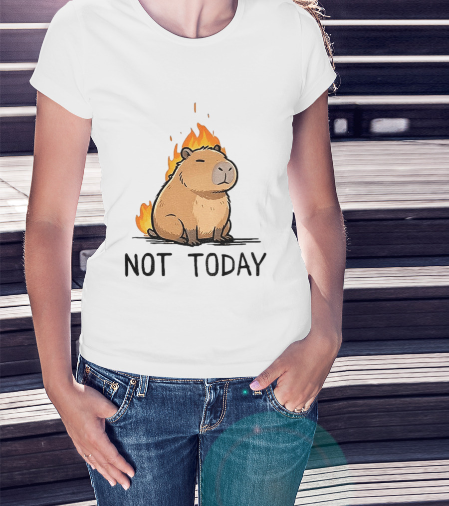 Capybara On Fire Not Today Calm Meme T-Shirt