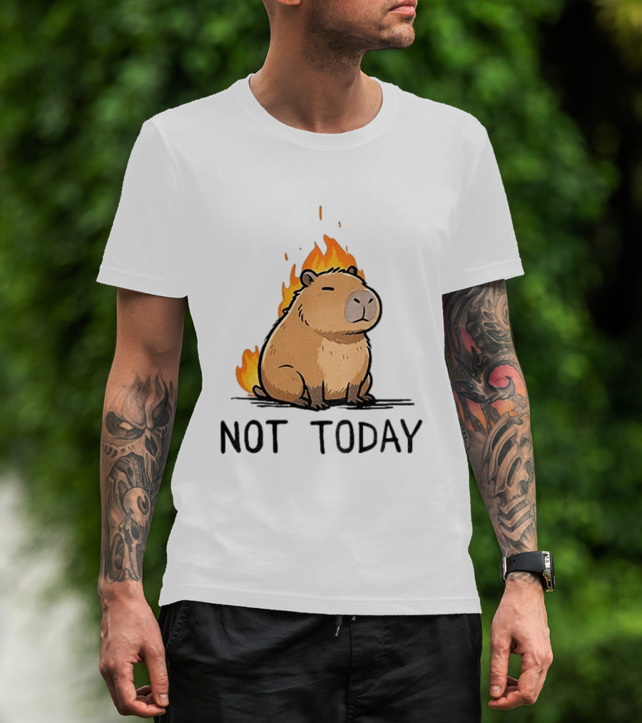Capybara On Fire Not Today Calm Meme T-Shirt