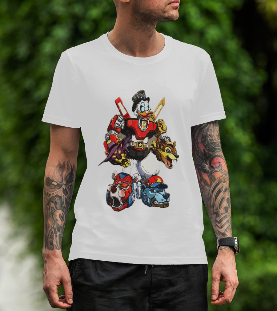 Cartoon Duck Mecha Robot Animal Armor Combination With Animal Heads T-Shirt